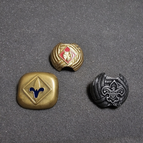 Lot Of 3 Vintage Boy Scouts Of America Neckershief Bolo Tie Slides show signs of - Picture 1 of 10